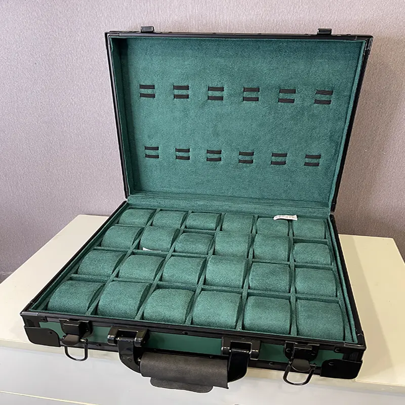 24 Slots  Watch Organizer Box Dark Green High Materials Gift Case